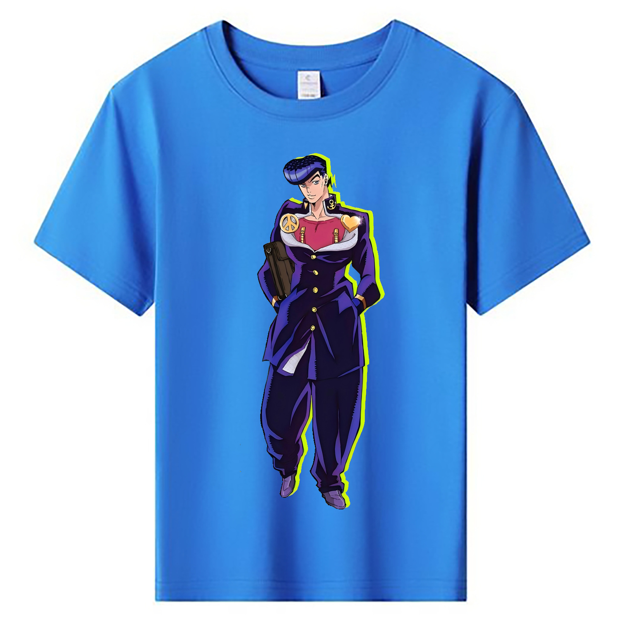 （画像用） ジョジョの奇妙な冒険 ひがしかた じょうすけ JoJo's Bizarre Adventure Higashikata Josuke 綿100％キッズTシャツ（フロントプリント）